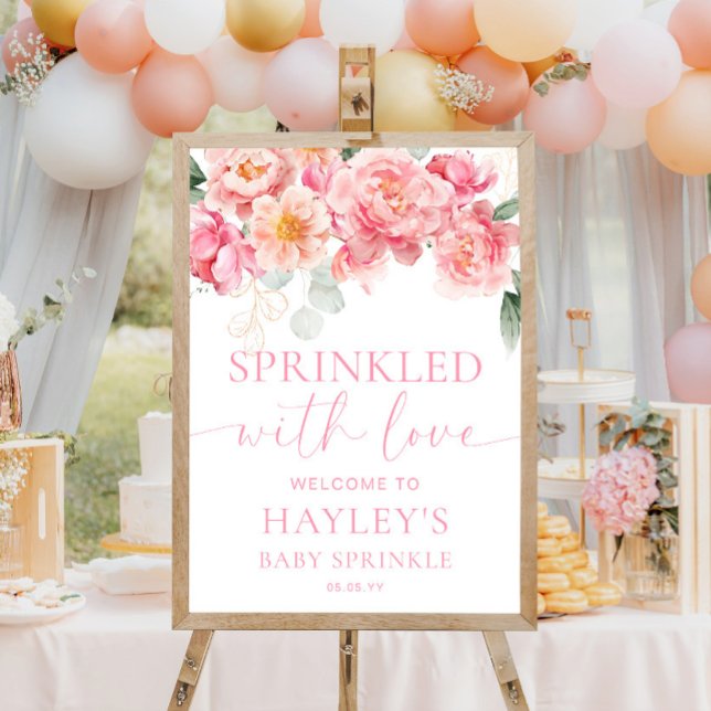 Piper Peony Baby Sprinkl Affiche de bienvenue (Sprinkled With Love Welcome Sign Piper Peony Floral)