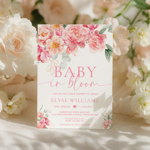 Piper Peony Floral Baby in Bloom Baby Dusche Einladung