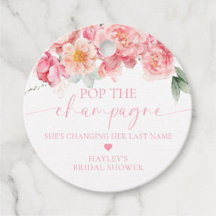 Piper Peony Floral Pop Champagne Brautparty Geschenkanhänger