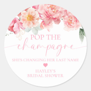 Piper Peony Floral Pop Champagne Brautparty Runder Aufkleber