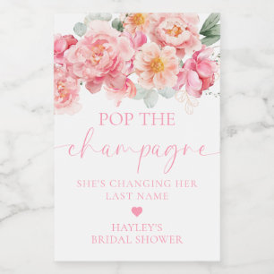 Piper Peony Floral Pop The Champagne Brautparty Weinetikett