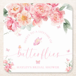 Piper Peony Lifetime of Butterflies Brautparty Rechteckiger Pappuntersetzer