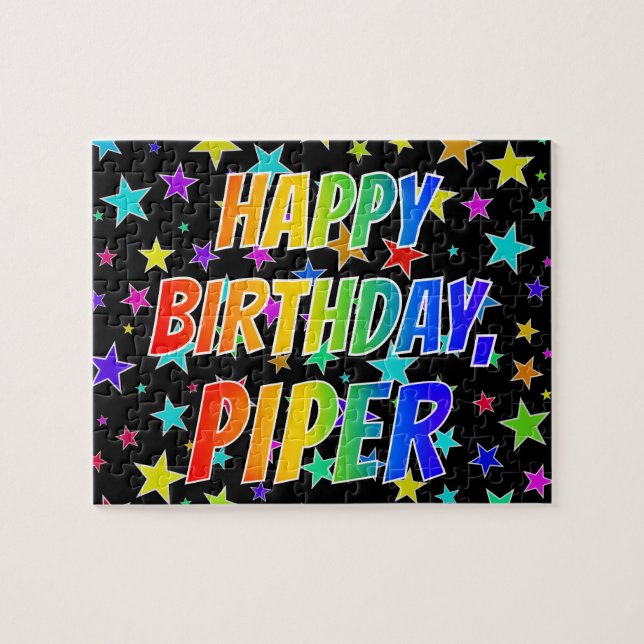 "PIPER" Vorname, Spaß "GLÜCKLICHER GEBURTSTAG" (Horizontal)