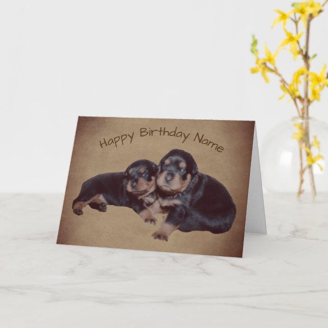 Pipettes Rottweiler Carte d'anniversaire personnal (Fleur jaune)