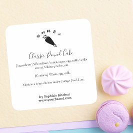 Piping Bag Bakery Ingredient Label Minimalist Quadratischer Aufkleber