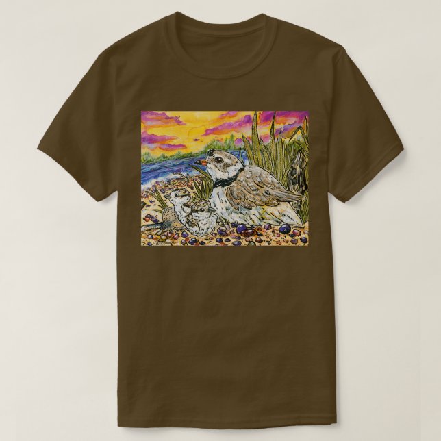 Piping Plovers and Chicks Long T-Shirt (Design vorne)