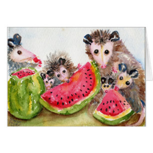 Pique-nique de famille d'opossum