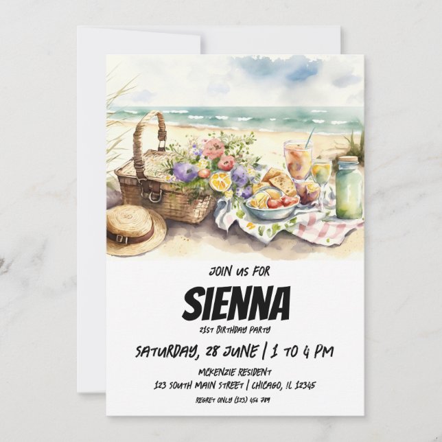 Pique-nique d'été avec vue sur la plage Invitation (Devant)