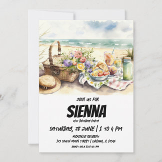 Pique-nique d'été avec vue sur la plage Invitation