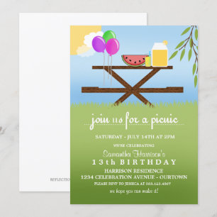 Pique-nique d'été Invitations de fête d'anniversai