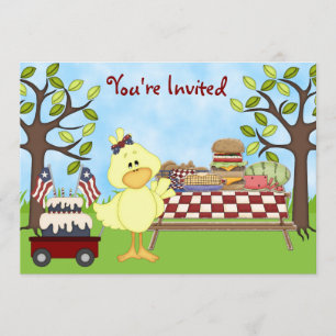 Pique-nique d'oiseaux patriotiques Invitation d'an
