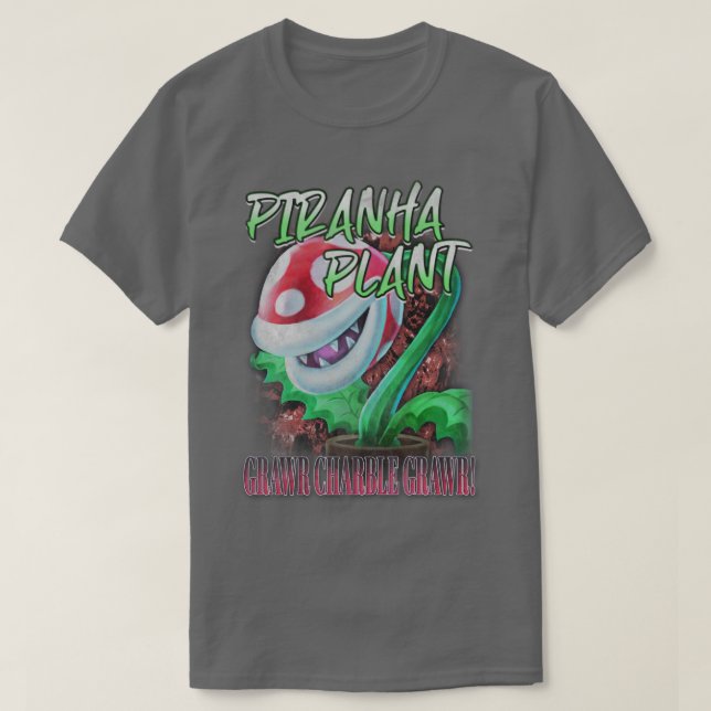 Piranha Pflanze Vintag Rapper T-Shirt (Design vorne)