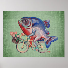 Piranha Reiten mit dem Fahrrad Poster