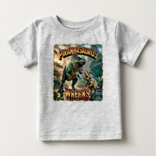 Piranhasaurus Wrecks Illustration – Lustige Grusel Baby T-shirt