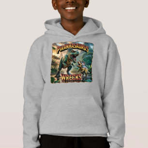 Piranhasaurus Wrecks Illustration – Lustige Grusel Hoodie