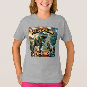 Piranhasaurus Wrecks Illustration – Lustige Grusel T-Shirt