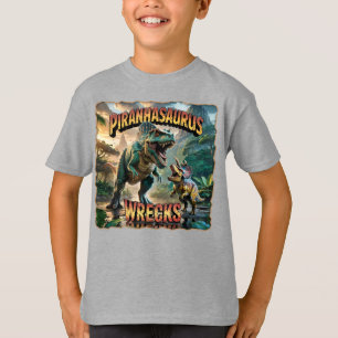 Piranhasaurus Wrecks Illustration – Lustige Grusel T-Shirt