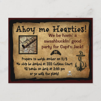 Pirat ahoi ich Hearties! Party lädt ein Einladung