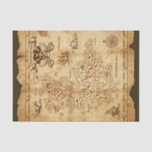 Pirat Alter Vintage Schatzkarte Geburtstagsfeier Seidenpapier