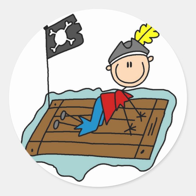 Pirat Auf Floß Aufkleber (Vorderseite)