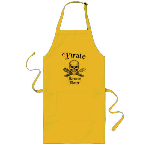 Pirat Barbecue Meister Totenkopf Design Lange Schürze