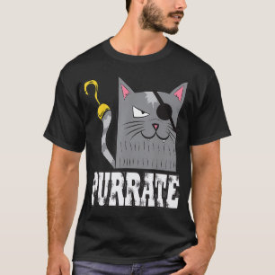 Pirat Cat Purrate Captain Kitty Eye Patch Sea T-Shirt