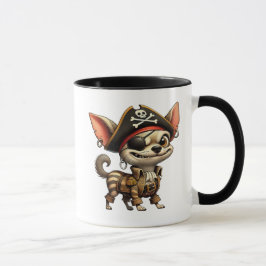 Pirat-Chihuahua mit Hut und korsarem Anzug. Tasse