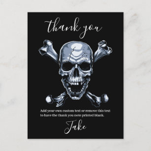 Pirat Danke Grauer Totenkopf und Knochen Postkarte