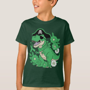 Pirat Dino Grüne Schleife Bewusstsein Pirat Dinosa T-Shirt