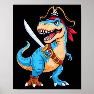 Pirat Dinosaurier T Rex Jungen Kinder Lustiger Hal Poster