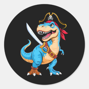 Pirat Dinosaurier T Rex Jungen Kinder Lustiger Hal Runder Aufkleber