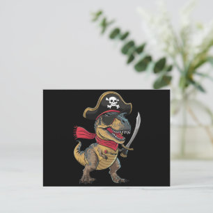 Pirat Dinosaurier T-Rex Lustiges Halloween Kostüm Postkarte