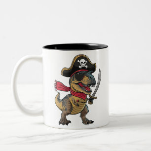 Pirat Dinosaurier T-Rex Lustiges Halloween Kostüm Zweifarbige Tasse