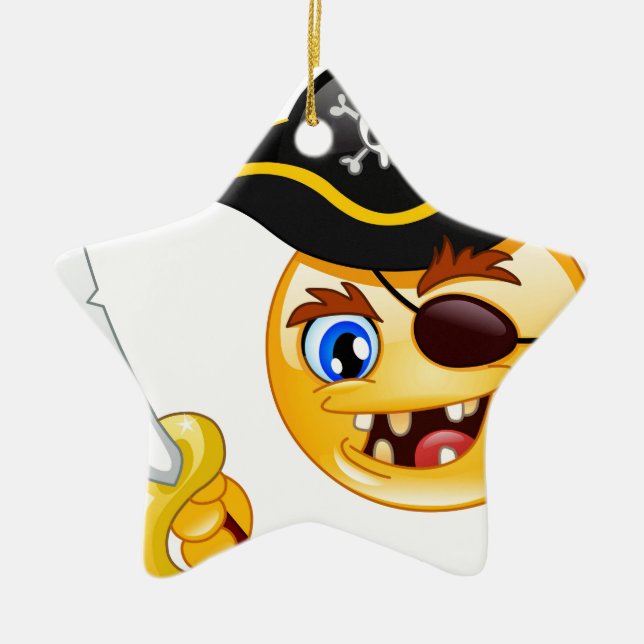 Pirat Emoji Keramikornament (Vorne)