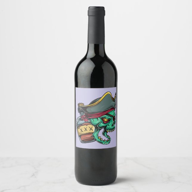 Pirat Flasche Rum pirate bottle rhum Weinetikett (Vorderseite)