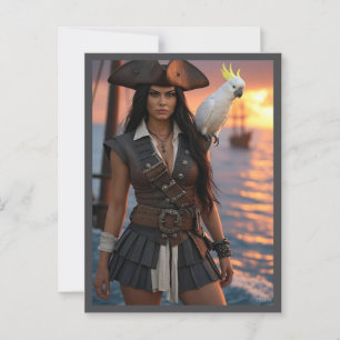  Pirat Frau Sundowner Postkarte