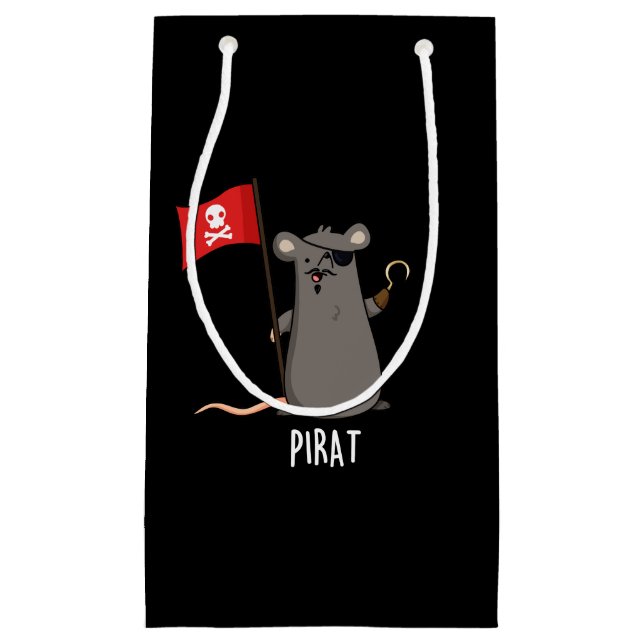 Pirat Funny Pirate Rat Pun Dark BG Kleine Geschenktüte (Vorderseite)