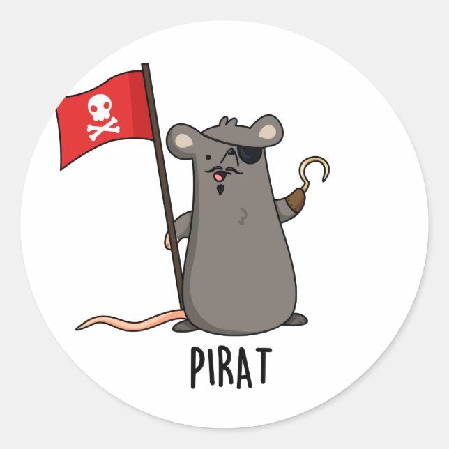 Pirat Funny Pirate Rat Pun Runder Aufkleber (Vorderseite)