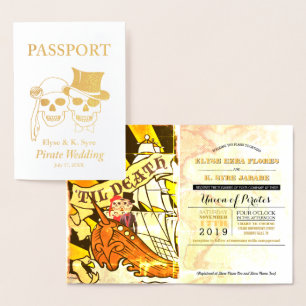 Pirat Hochzeit Goldfolie Reisepass Folienkarte