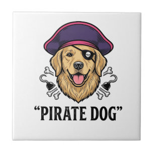 Pirat Hund Vintage Gravur Shirt Design_1 Fliese