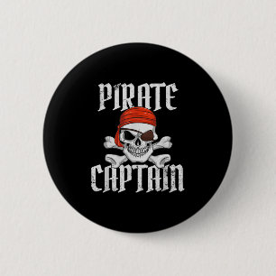 Pirat Kapitän Halloween Totenkopf & Kreuz Pirat Button