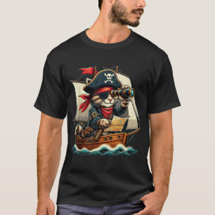 Pirat Katzen Abenteuer Halloween Katzenliebhaber M T-Shirt
