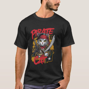 Pirat Katzen Halloween Katze Jolly Roger Lustige K T-Shirt