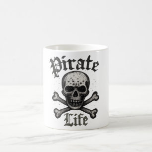 Pirat Leben Totenkopf & Kreuzknochen Grunge-Design Kaffeetasse