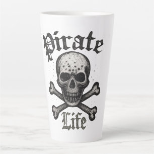 Pirat Leben Totenkopf & Kreuzknochen Grunge-Design Milchtasse