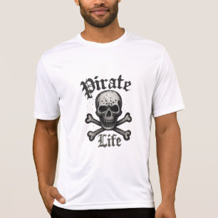 Pirat Leben Totenkopf & Kreuzknochen Grunge-Design T-Shirt