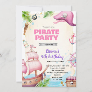 Pirat Mädchen Geburtstag Thema Einladung