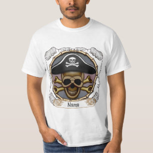 Pirat mit Totenkopf und gekreuzten Knochen T-Shirt