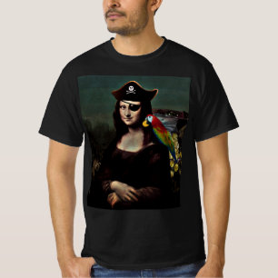 Pirat Mona Lisa mit Augenklappe T-Shirt