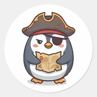 Pirat Pinguin Runder Aufkleber